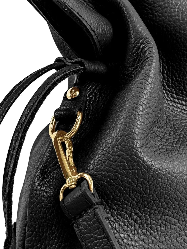 Sac bourse en cuir grainé ou irisé DOONA Noir