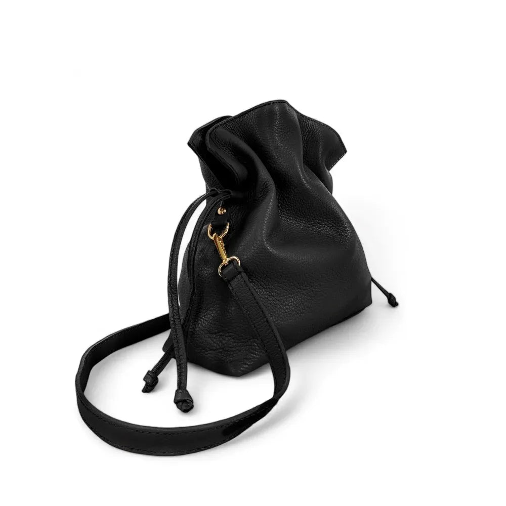 Sac bourse en cuir grainé ou irisé DOONA Noir