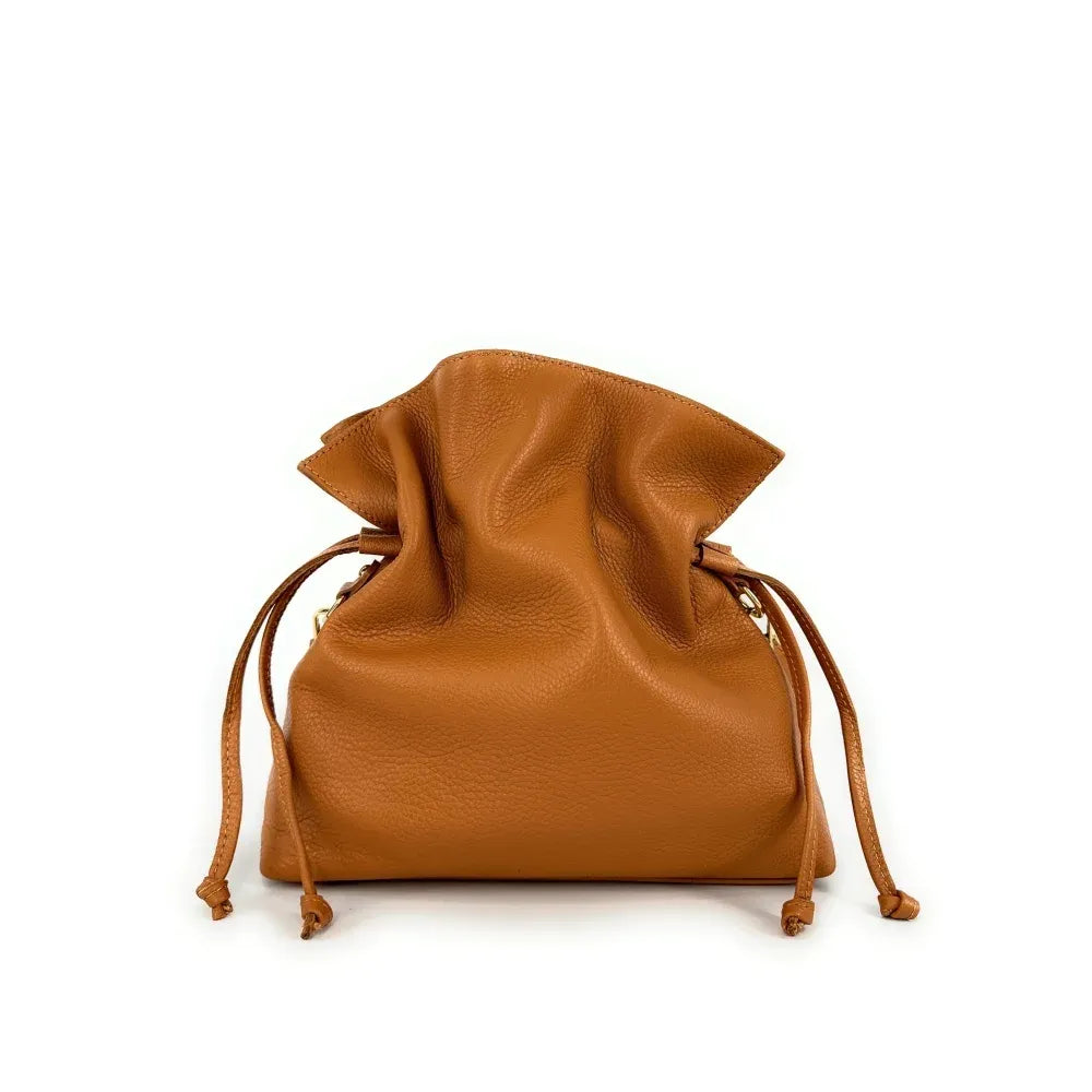 Sac bourse en cuir grainé ou irisé DOONA Camel