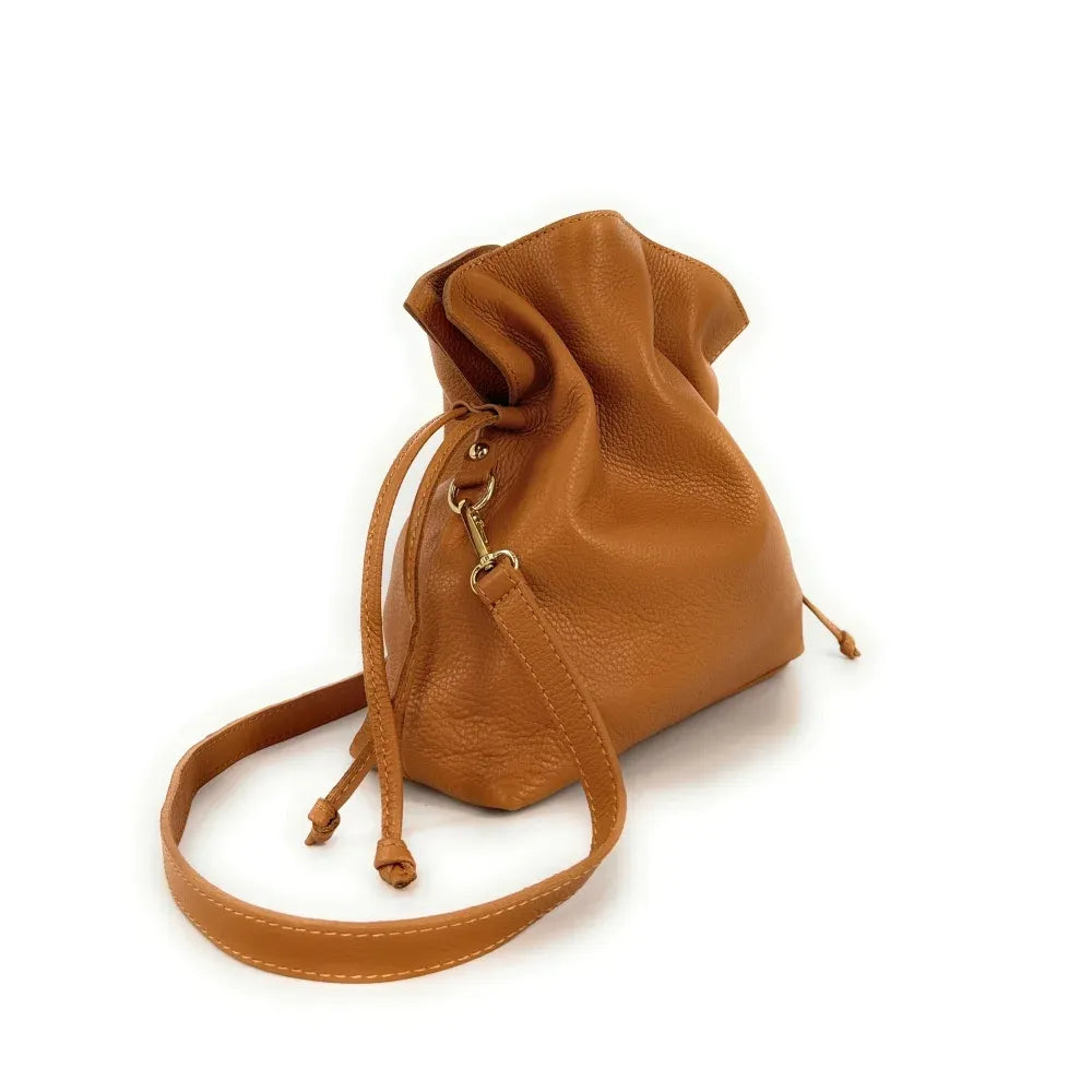 Sac bourse en cuir grainé ou irisé DOONA Camel