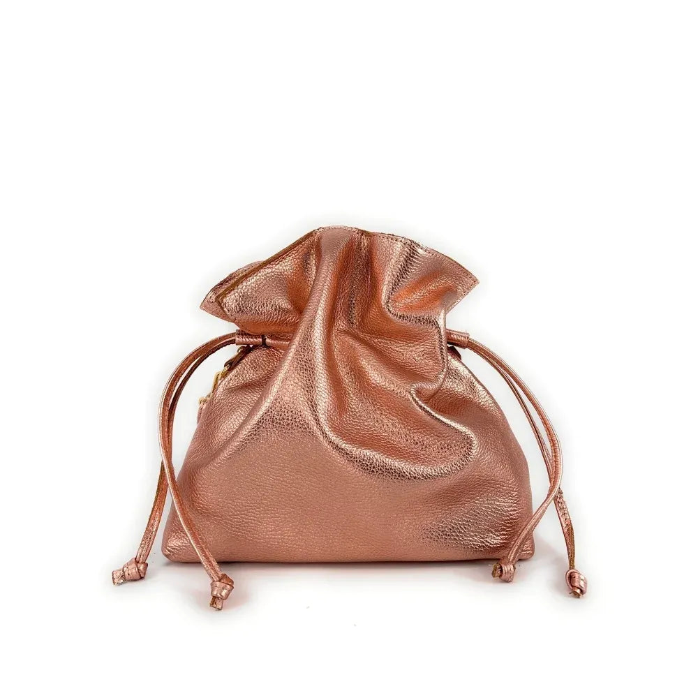 Sac bourse en cuir grainé ou irisé DOONA Rose gold