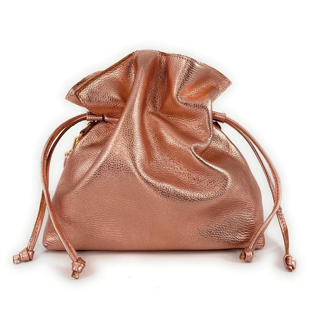 Sac bourse en cuir grainé ou irisé DOONA Rose gold