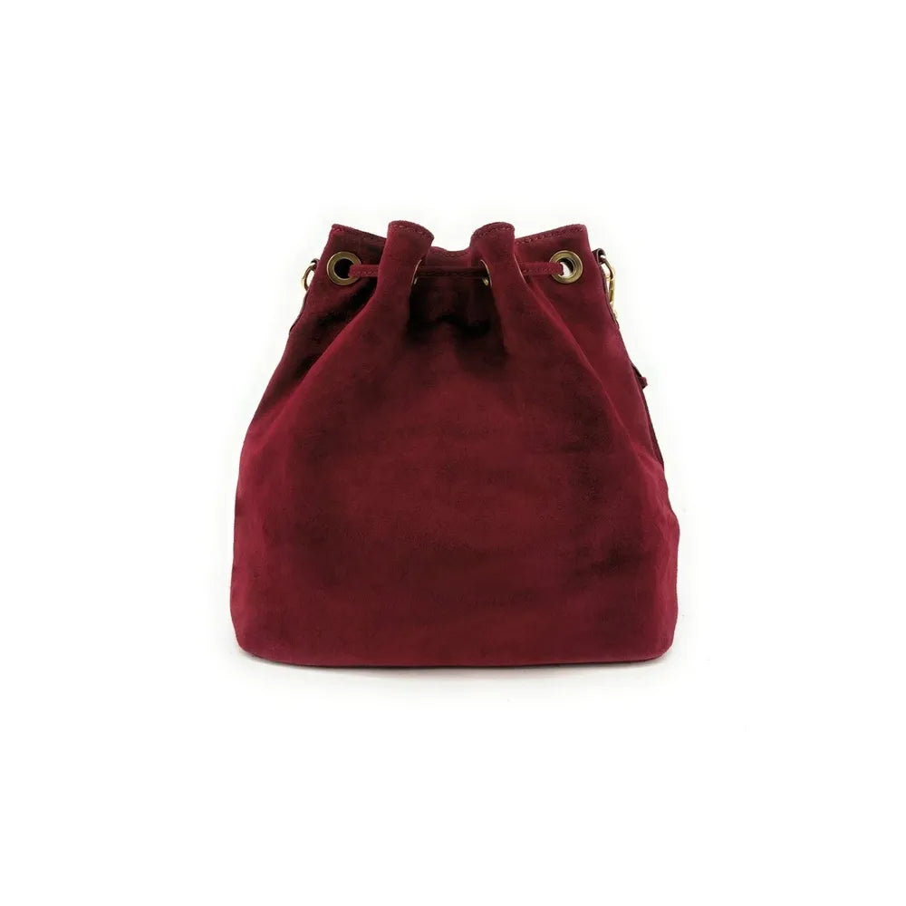 Sac bourse en croûte de cuir APONI Rouge bordeaux