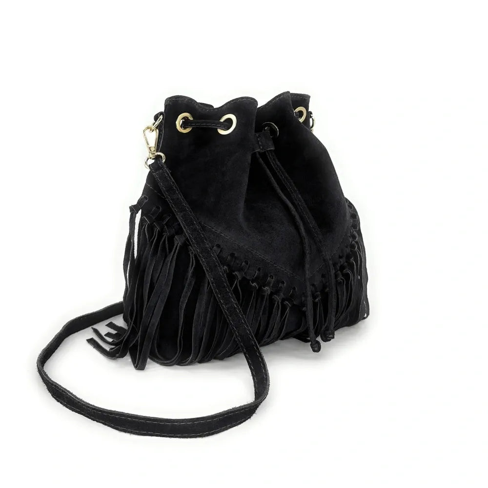 Sac bourse en croûte de cuir APONI Noir