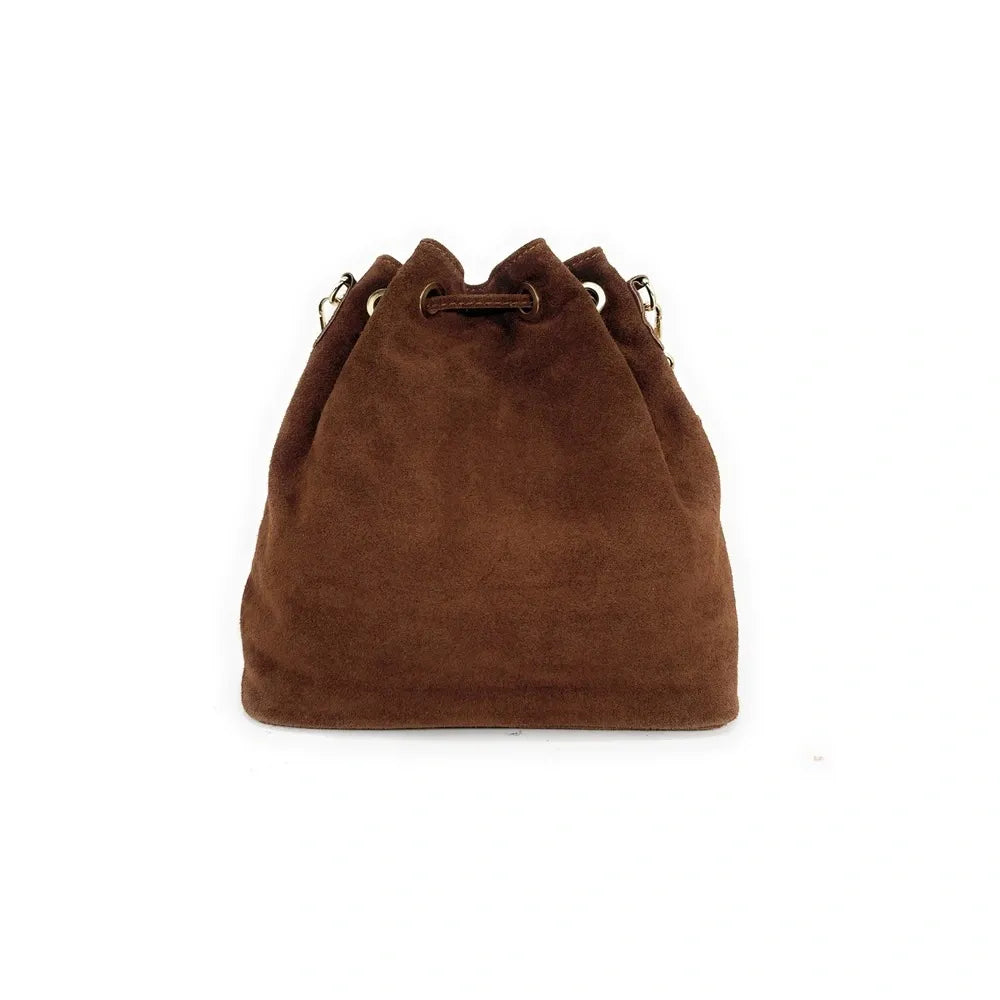 Sac bourse en croûte de cuir APONI Chocolat