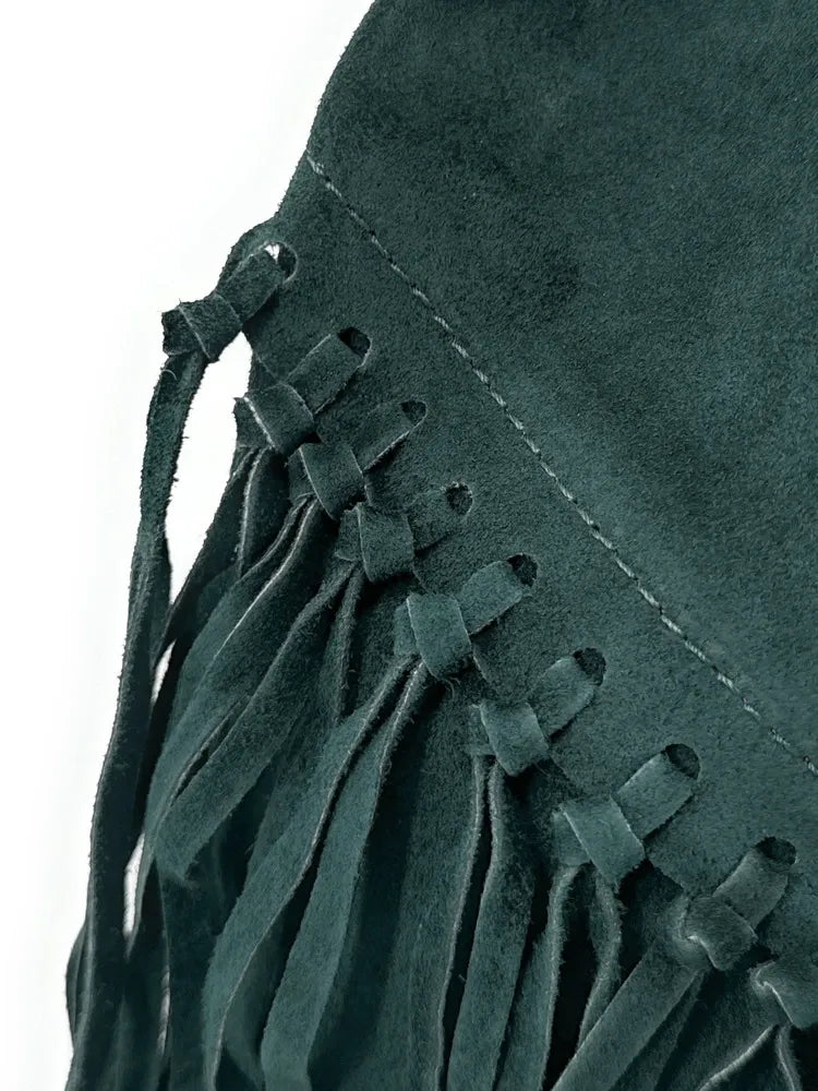 Sac bourse en croûte de cuir APONI Vert forêt