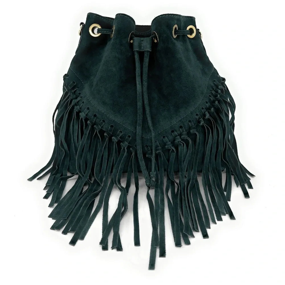Sac bourse en croûte de cuir APONI Vert forêt