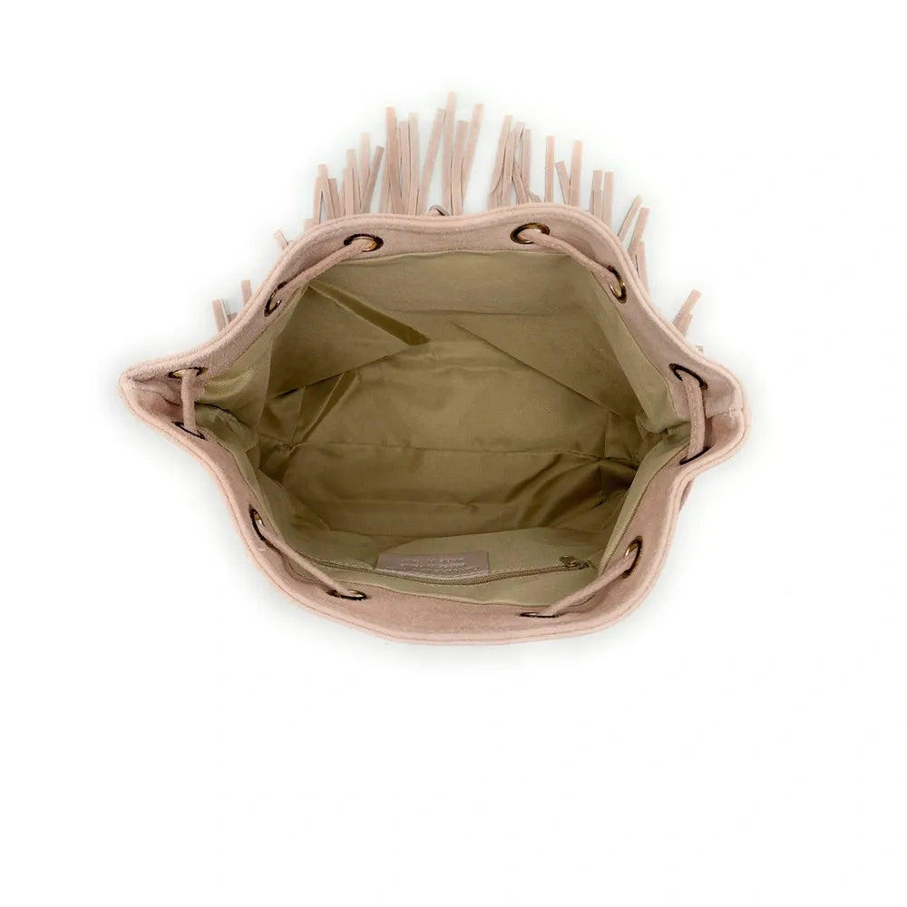 Sac bourse en croûte de cuir APONI Rose nude