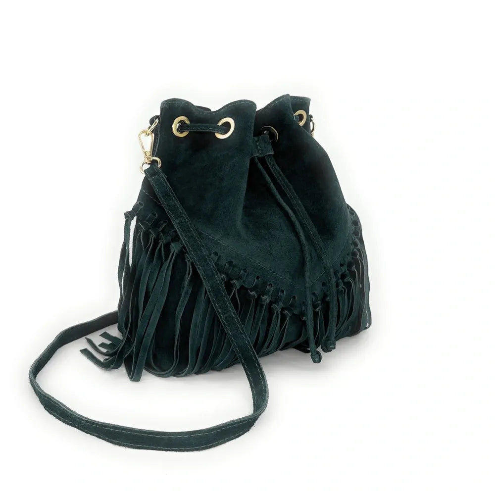 Sac bourse en croûte de cuir APONI Vert forêt