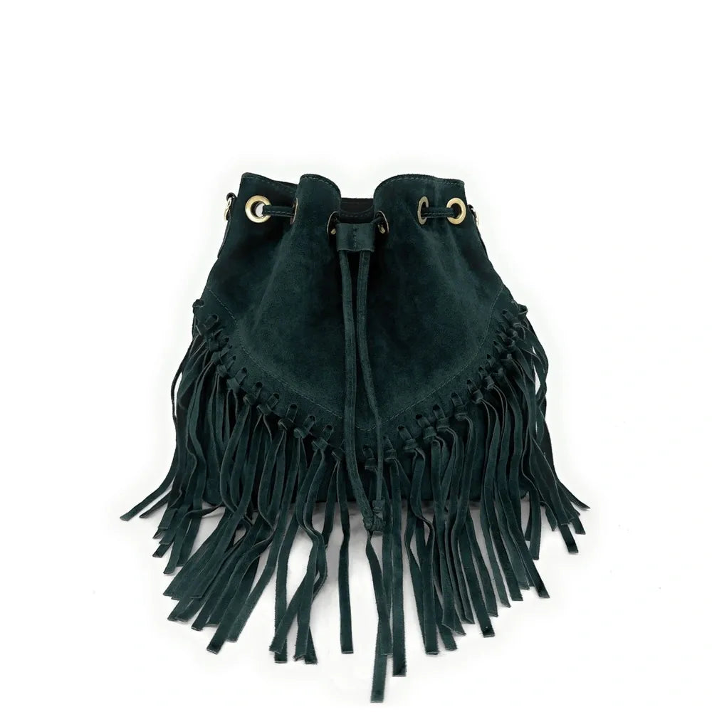 Sac bourse en croûte de cuir APONI Vert forêt