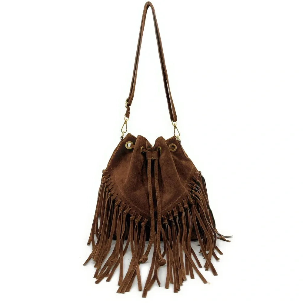 Sac bourse en croûte de cuir APONI Chocolat