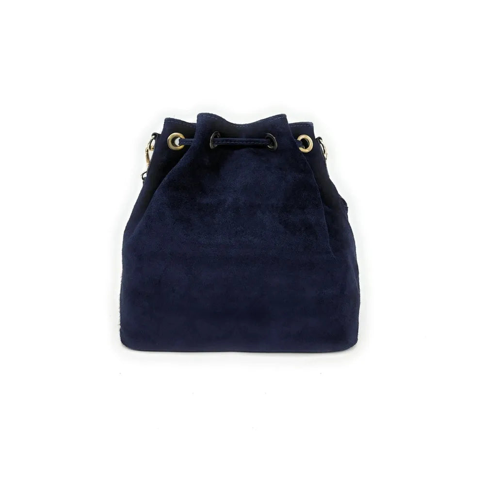 Sac bourse en croûte de cuir APONI Bleu marine
