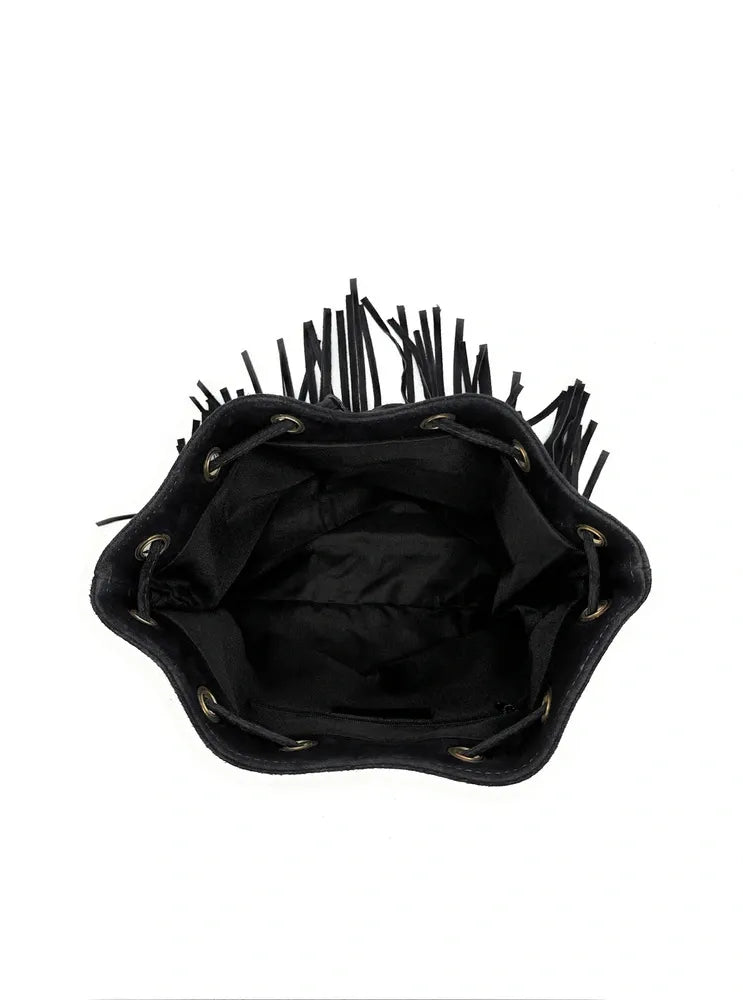 Sac bourse en croûte de cuir APONI Noir