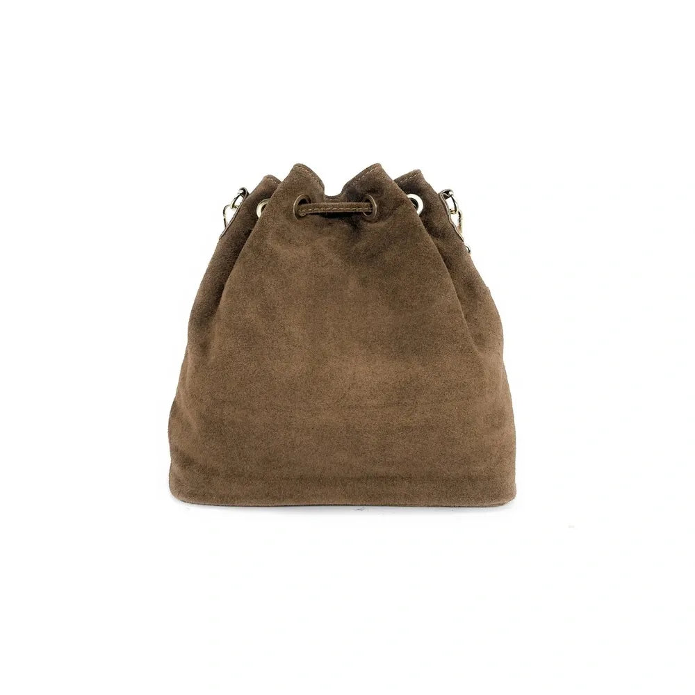 Sac bourse en croûte de cuir APONI Taupe