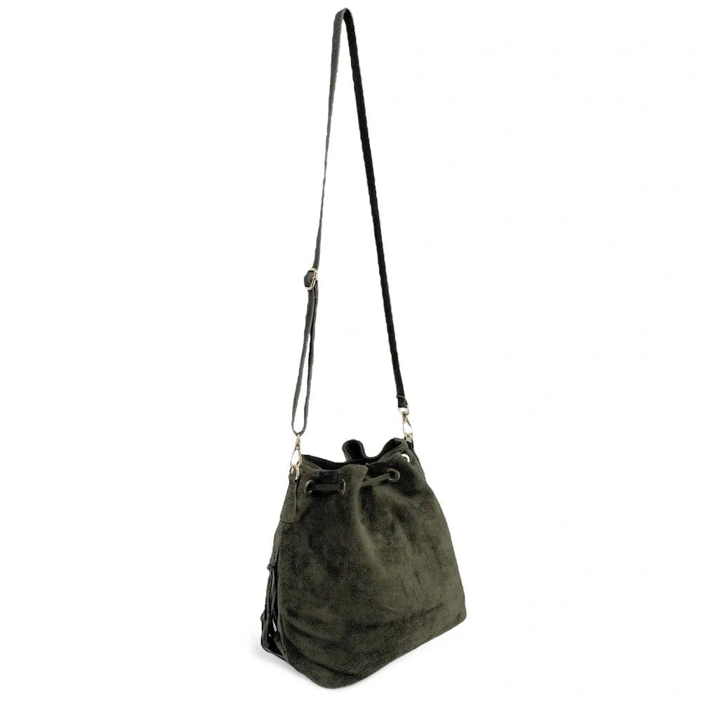 Sac bourse en croûte de cuir APONI Kaki