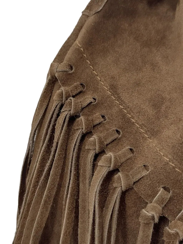 Sac bourse en croûte de cuir APONI Taupe
