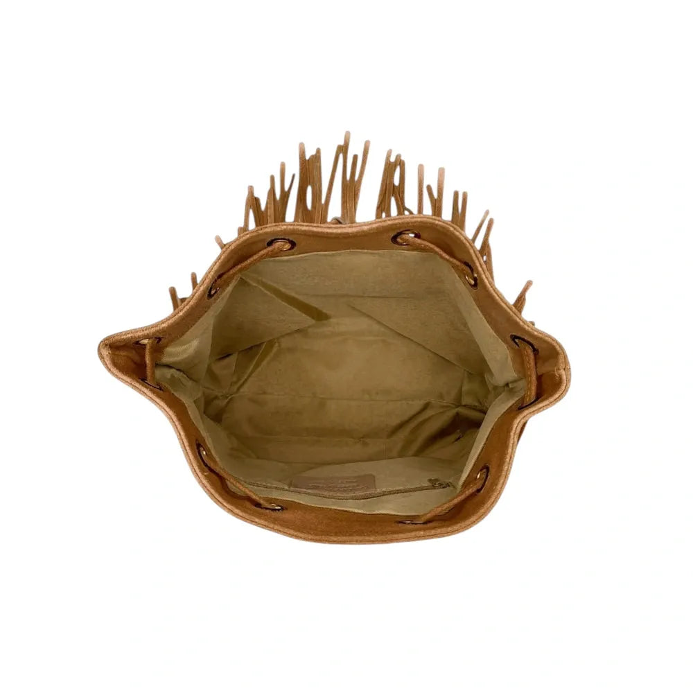 Sac bourse en croûte de cuir APONI Camel
