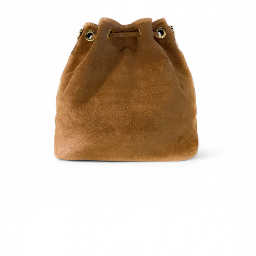 Sac bourse en croûte de cuir APONI Camel