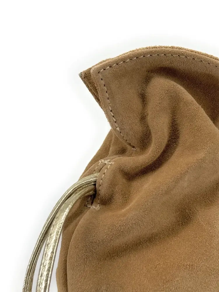 Sac bourse en croûte de cuir CHENOA Taupe clair