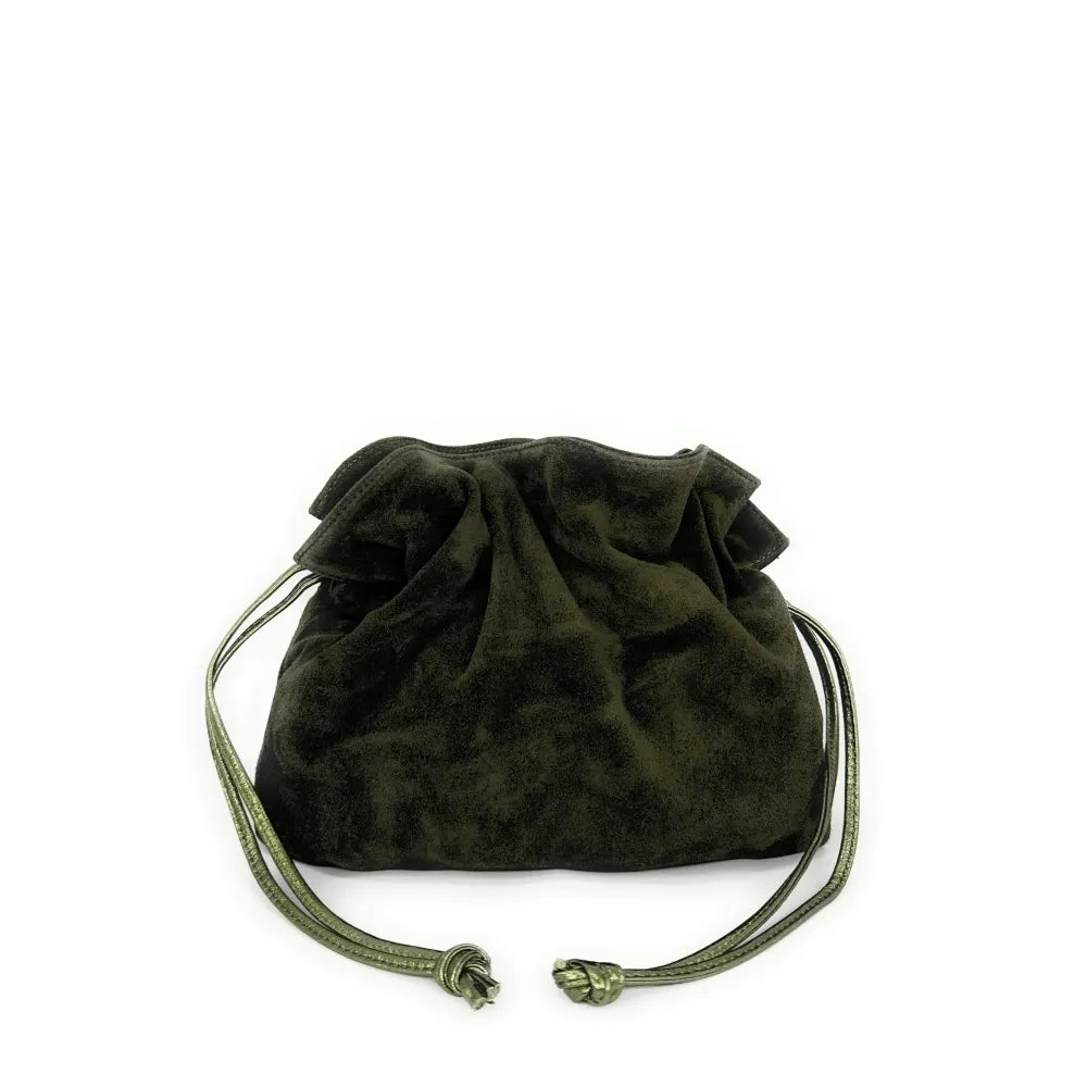 Sac bourse en croûte de cuir CHENOA Kaki
