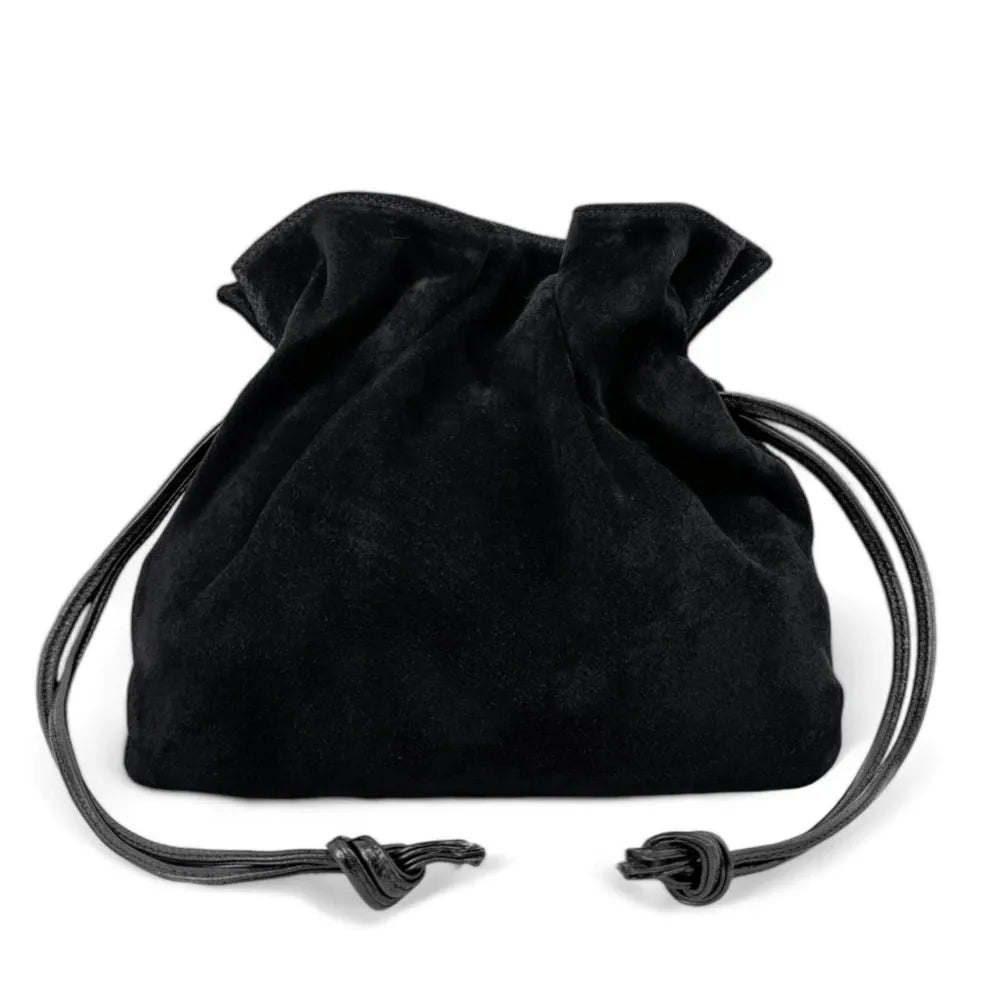Sac bourse en croûte de cuir CHENOA Noir