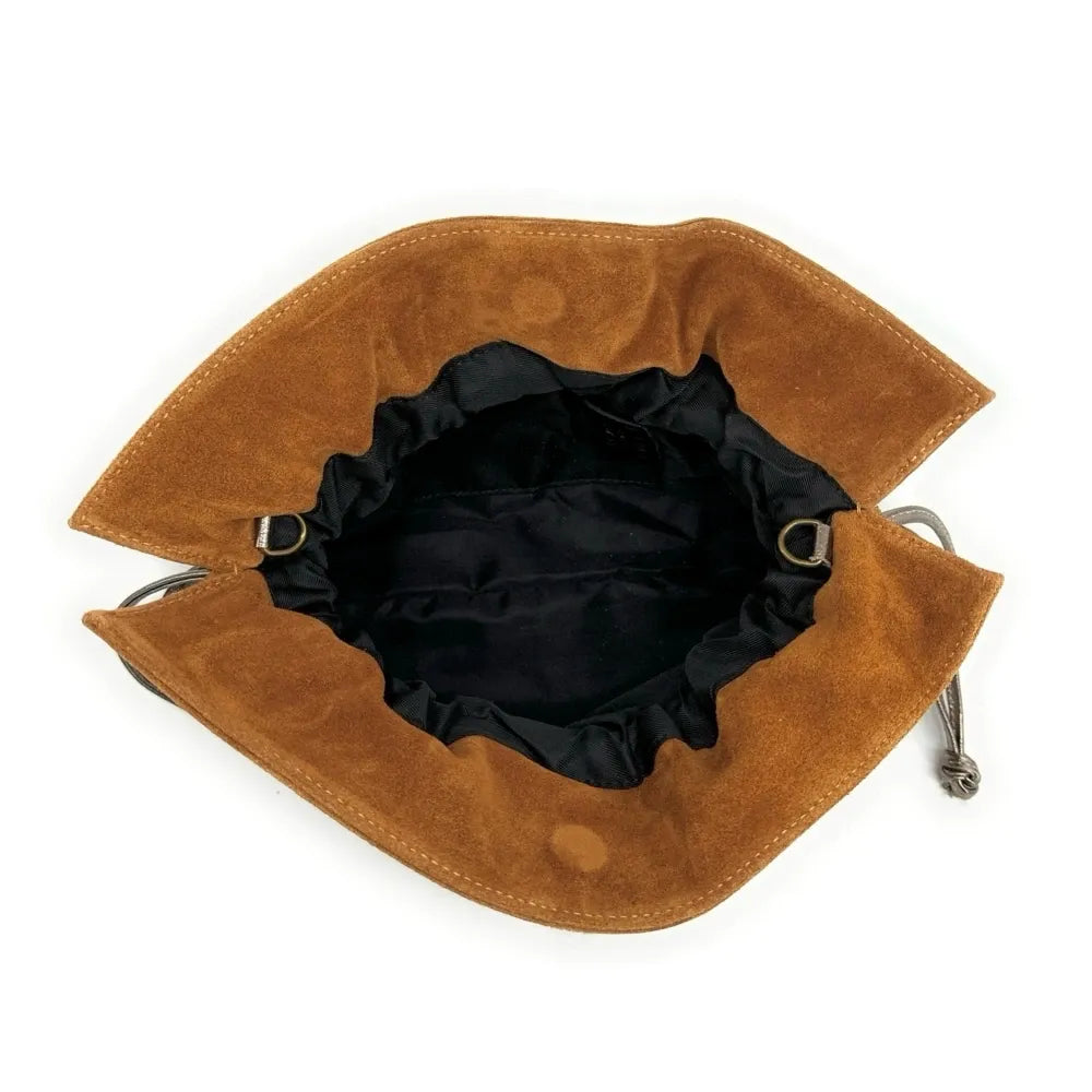 Sac bourse en croûte de cuir CHENOA Camel