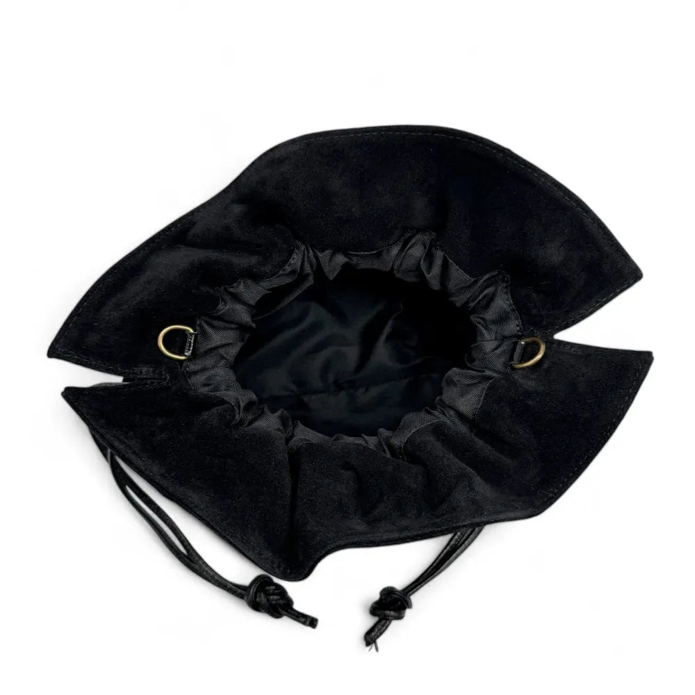 Sac bourse en croûte de cuir CHENOA Noir