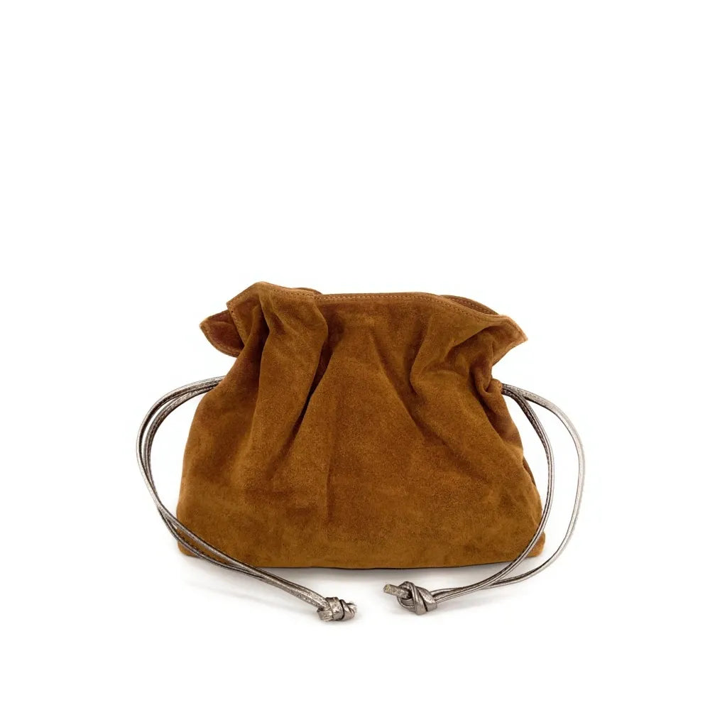 Sac bourse en croûte de cuir CHENOA Camel