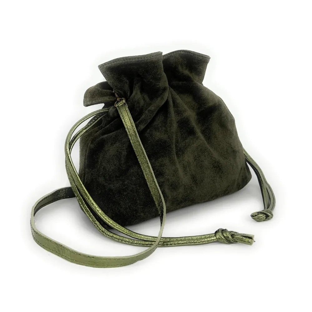 Sac bourse en croûte de cuir CHENOA Kaki