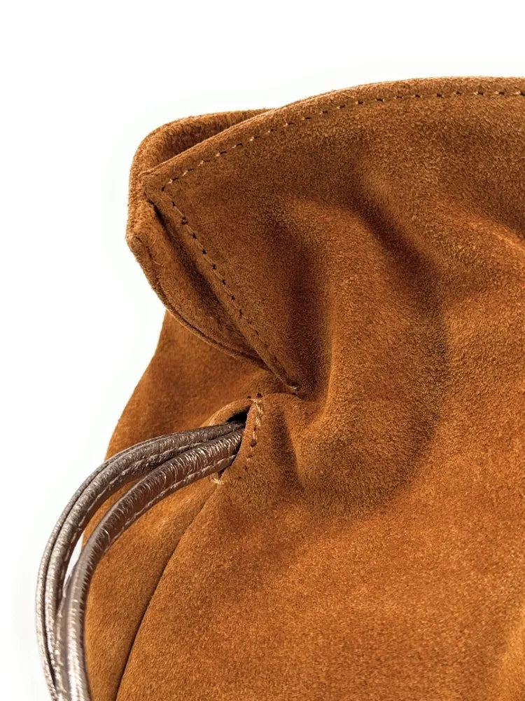 Sac bourse en croûte de cuir CHENOA Camel
