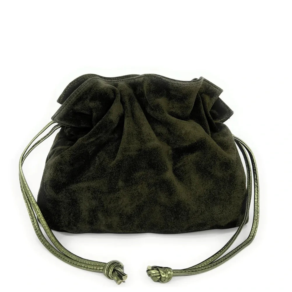 Sac bourse en croûte de cuir CHENOA Kaki