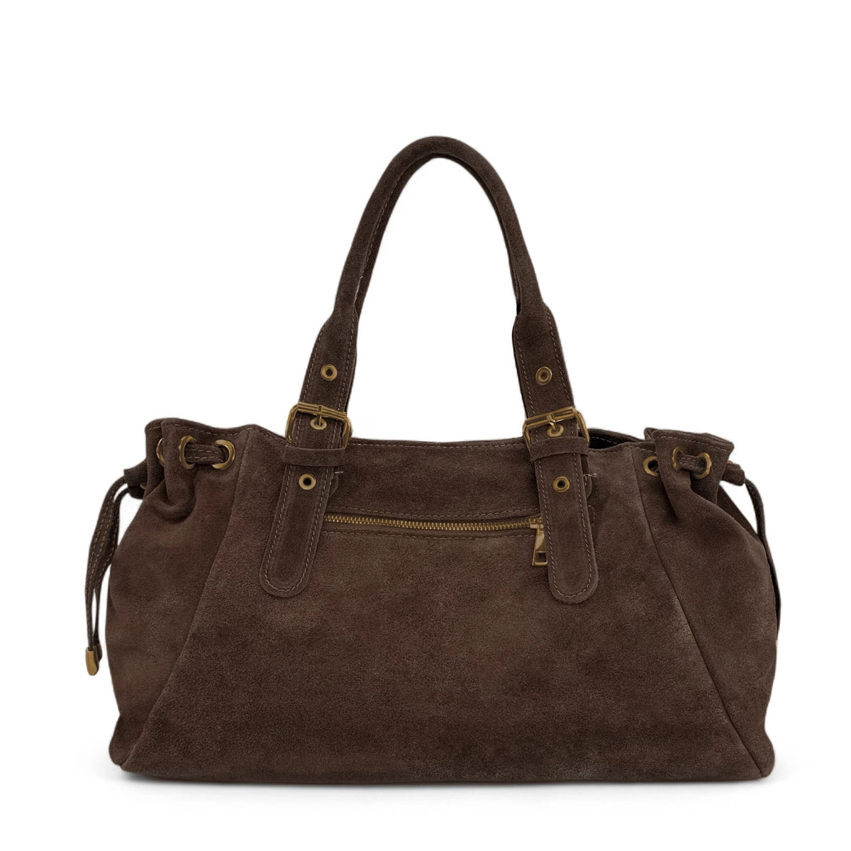Borsa bowling in pelle scamosciata PRINCESSE SUEDE XL BRASS Marrone cioccolato