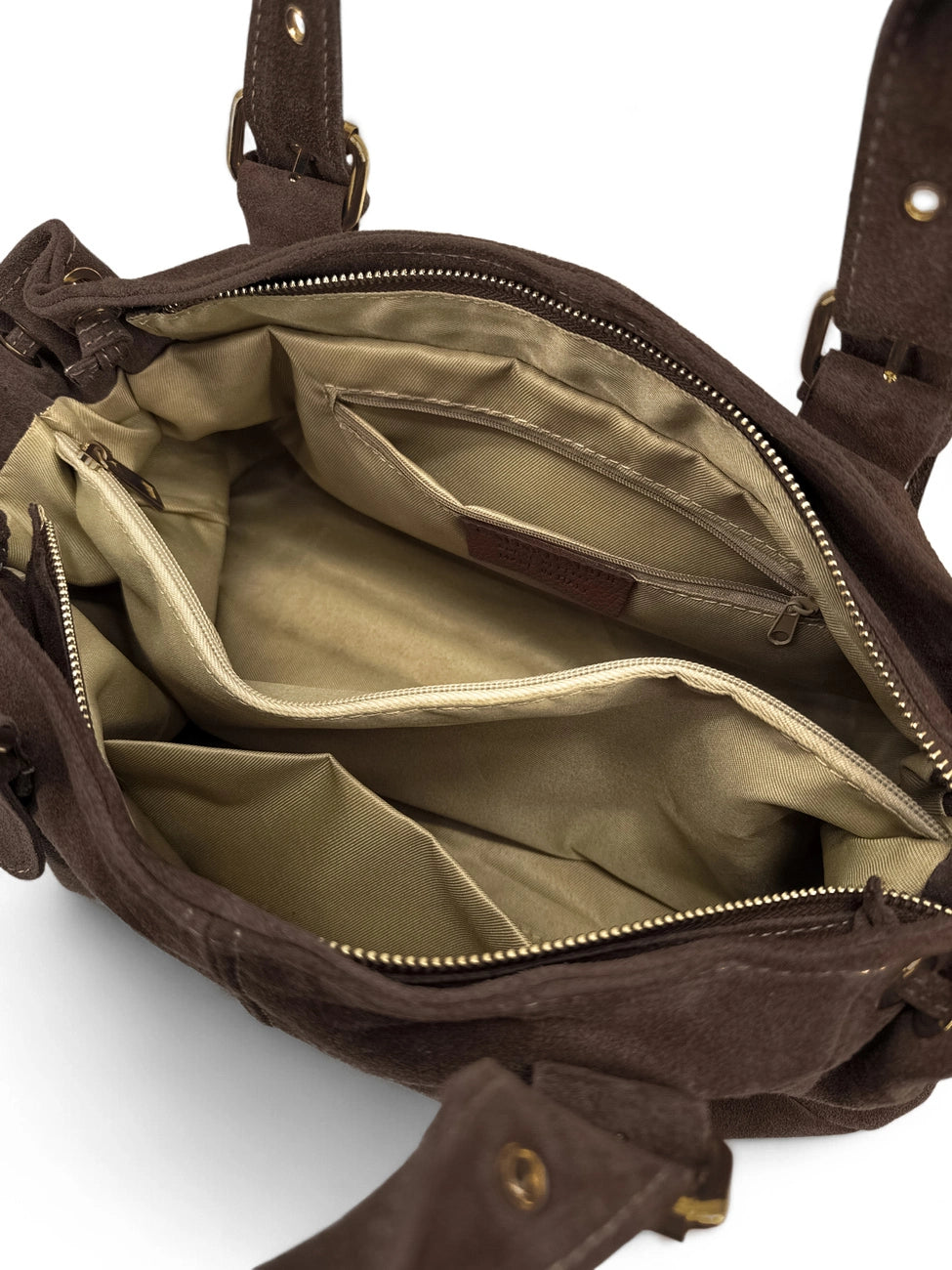 Borsa bowling in pelle scamosciata PRINCESSE SUEDE XL BRASS Marrone cioccolato