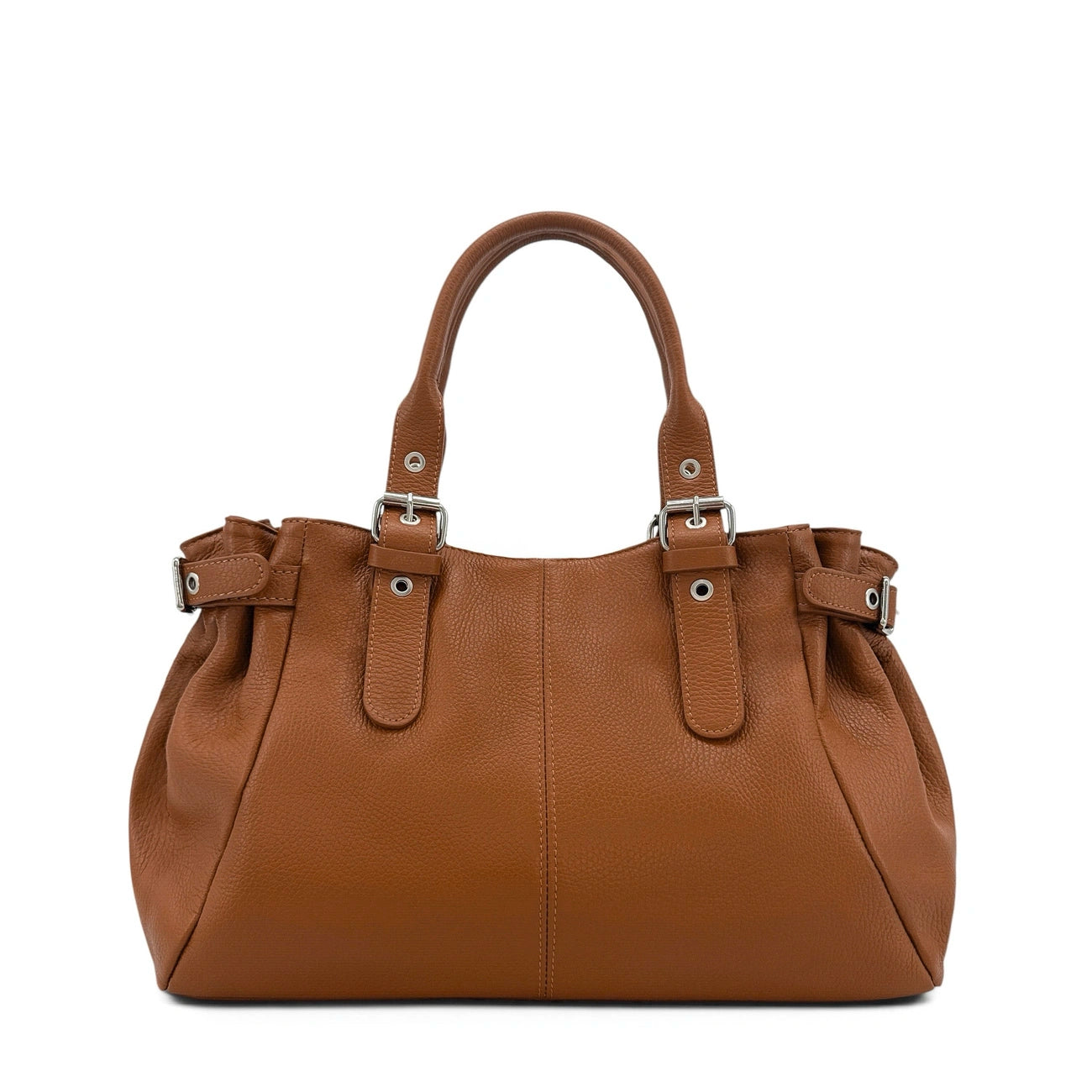 Sac bowling en cuir grainé NEW PRINCESS XL Marron camel foncé