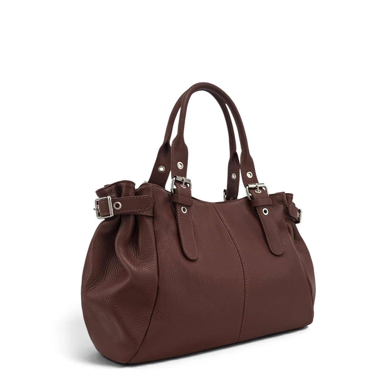Sac bowling en cuir grainé NEW PRINCESS XL Marron chocolat