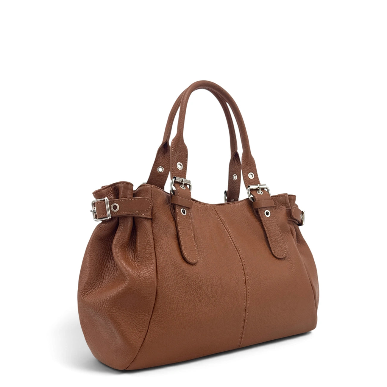 Sac bowling en cuir grainé NEW PRINCESS XL Marron châtaigne