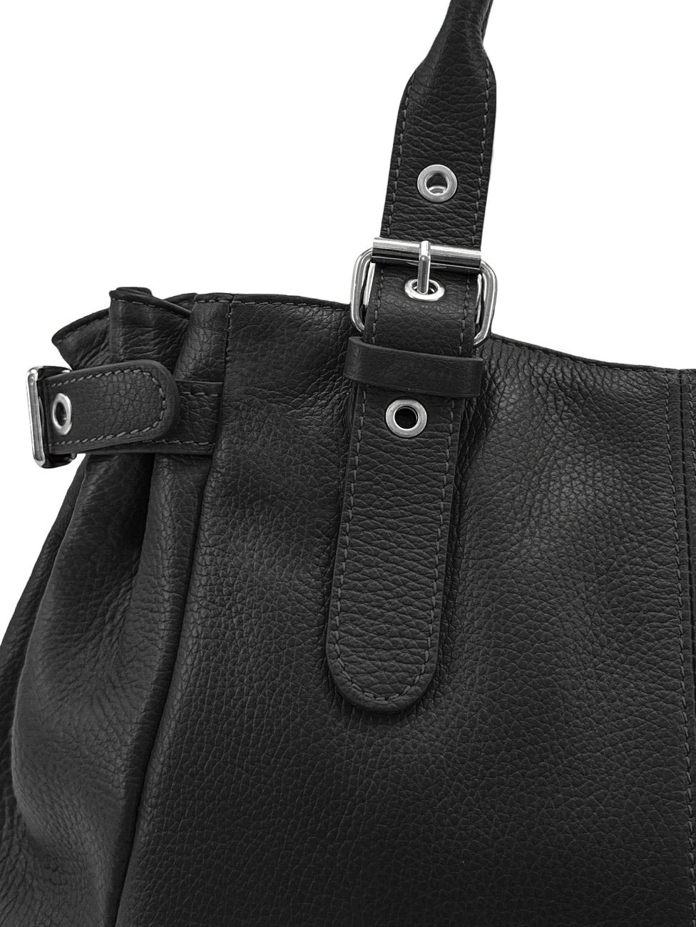 Borsa bowling in pelle martellata NEW PRINCESS XL GOLD Nero