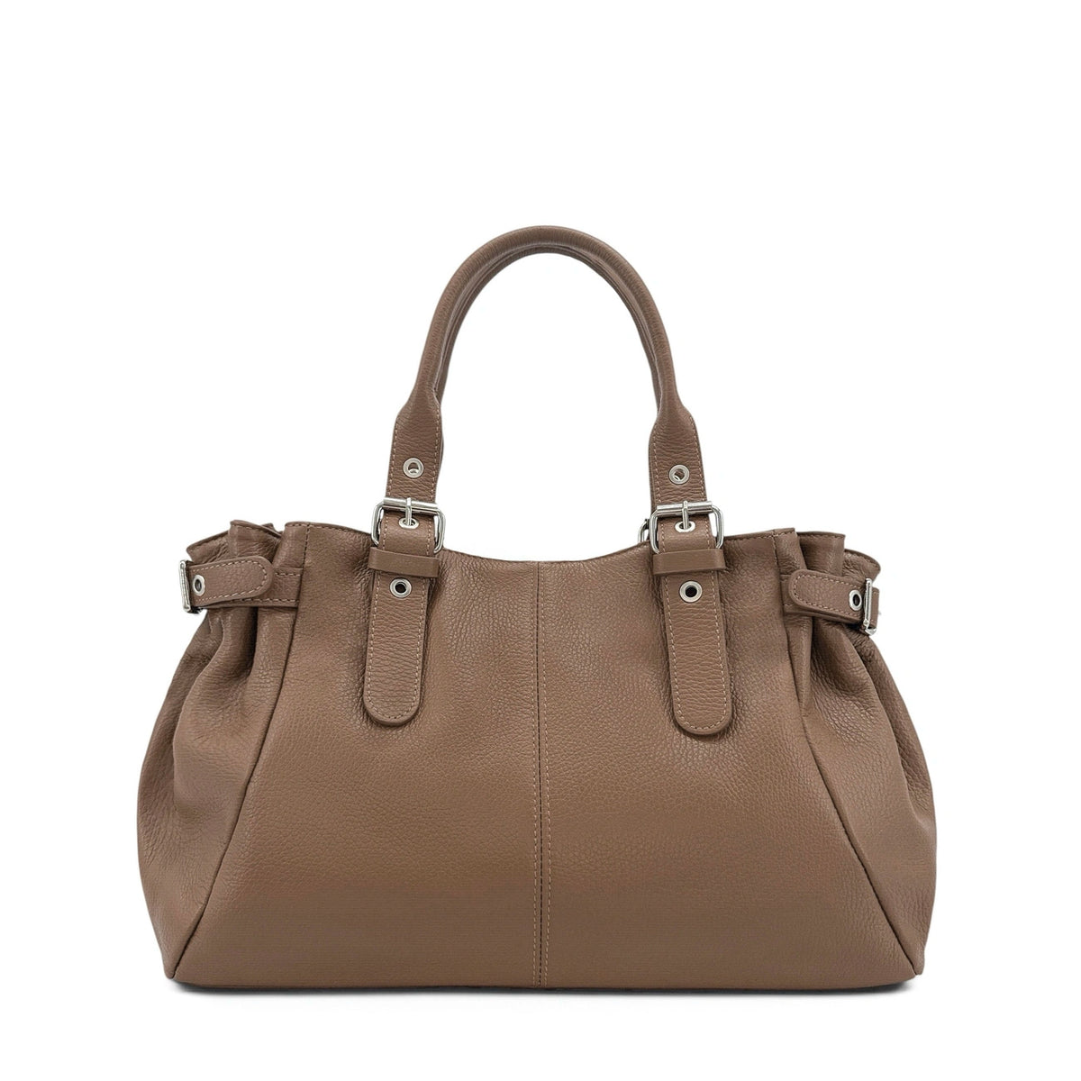 Bolso bowling de piel granulada PRINCESSE XL Topo oscuro