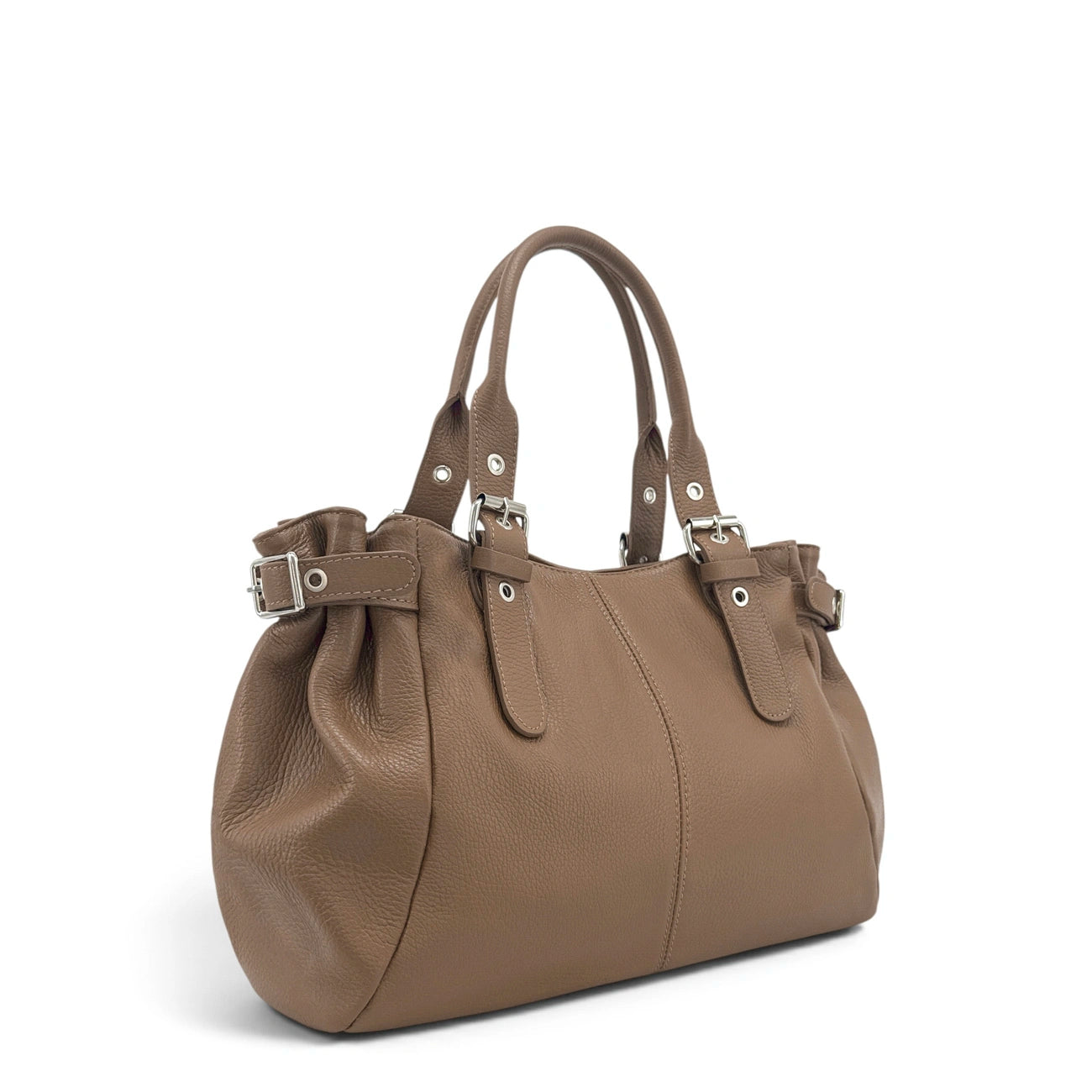 Sac bowling en cuir grainé NEW PRINCESS XL Taupe foncé