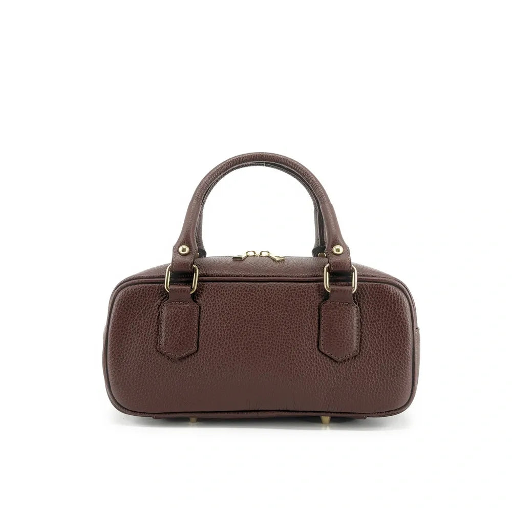 Sac bowling allongé en cuir grainé I LOAF YOU Chocolat