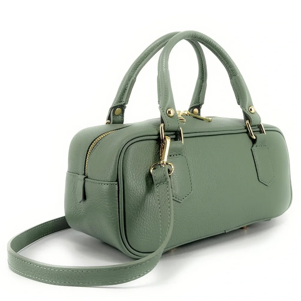 Sac bowling allongé en cuir grainé I LOAF YOU Vert pastel