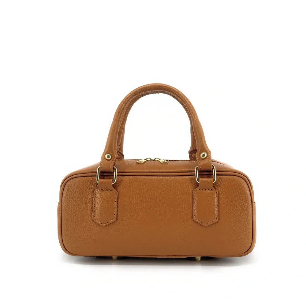 Sac bowling allongé en cuir grainé I LOAF YOU Camel clair
