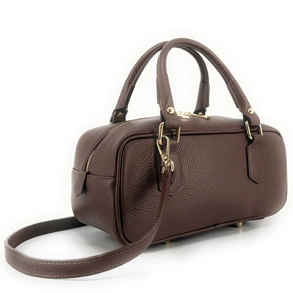 Sac bowling allongé en cuir grainé I LOAF YOU Chocolat