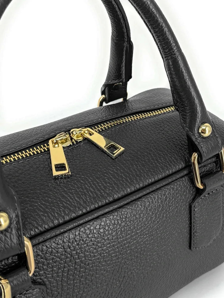 Sac bowling allongé en cuir grainé I LOAF YOU Noir