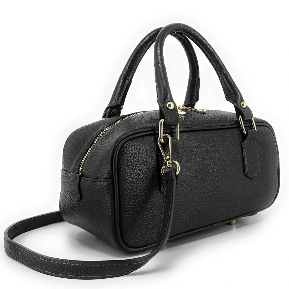 Sac bowling allongé en cuir grainé I LOAF YOU Noir