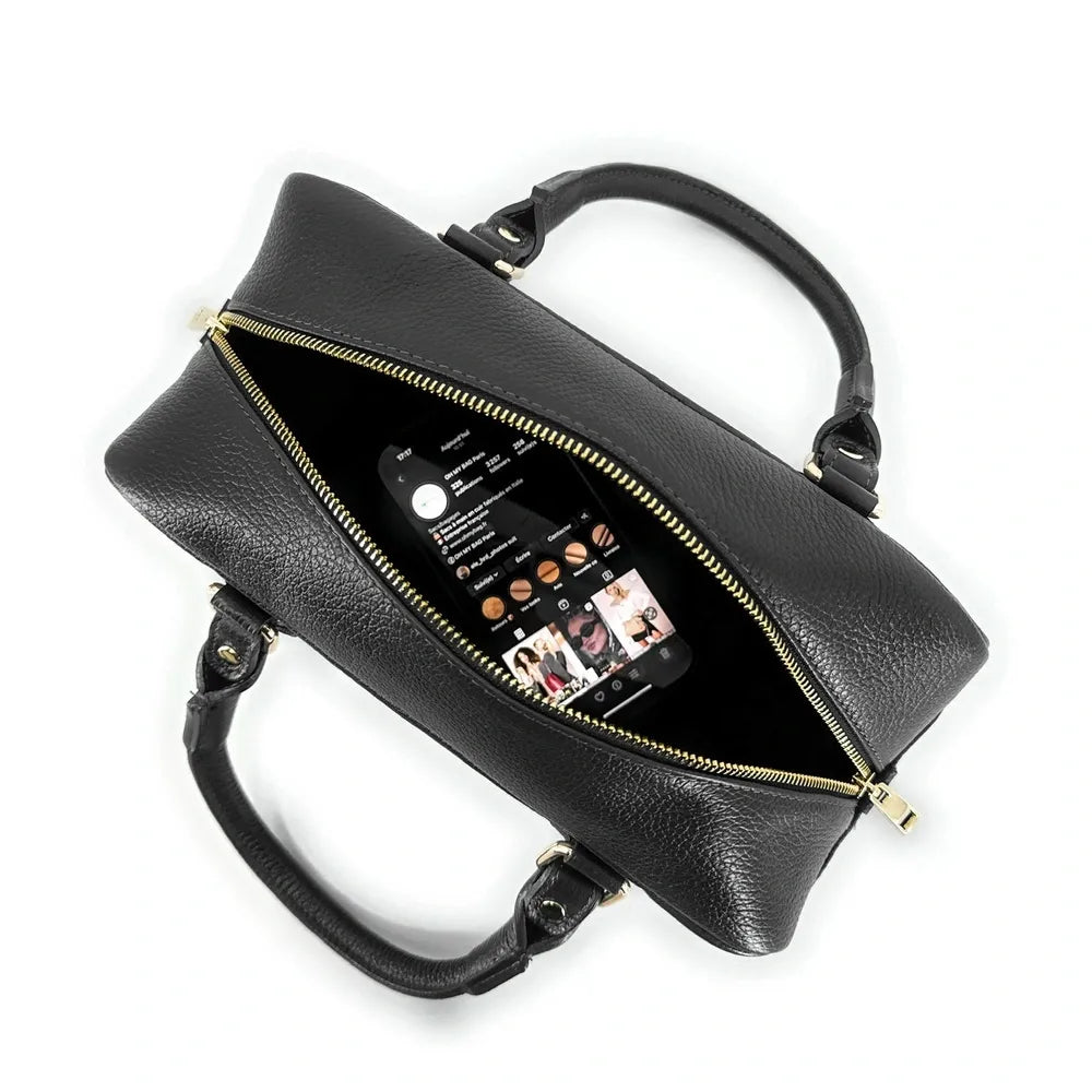 Sac bowling allongé en cuir grainé I LOAF YOU Noir