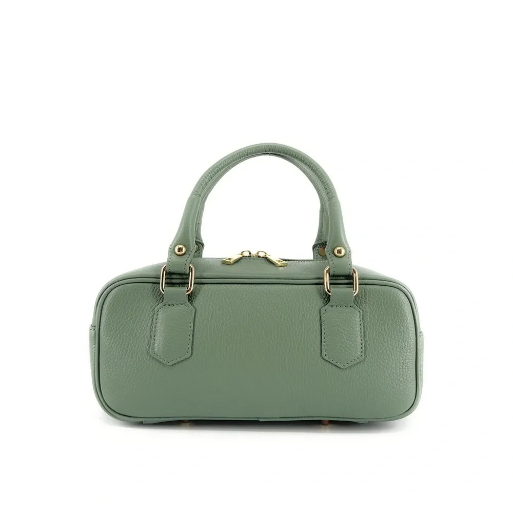 Sac bowling allongé en cuir grainé I LOAF YOU Vert pastel