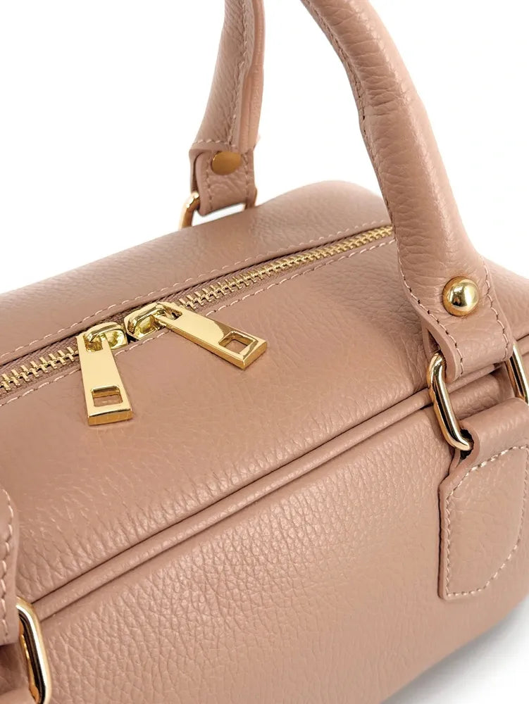 Sac bowling allongé en cuir grainé I LOAF YOU Rose nude