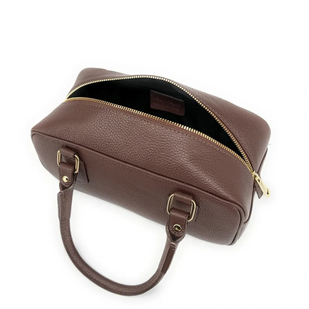 Sac bowling allongé en cuir grainé I LOAF YOU Chocolat