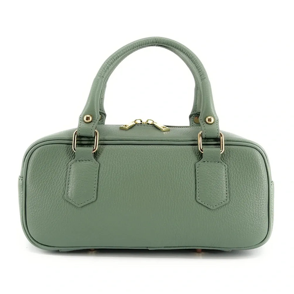 Sac bowling allongé en cuir grainé I LOAF YOU Vert pastel